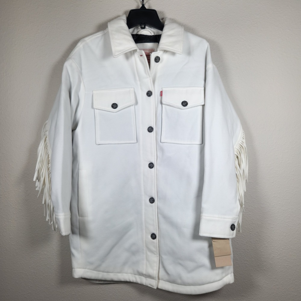 Wester Rodeo Cowgirl Fringe Coat/Jacket Oversized Button-Down Levi Size Large